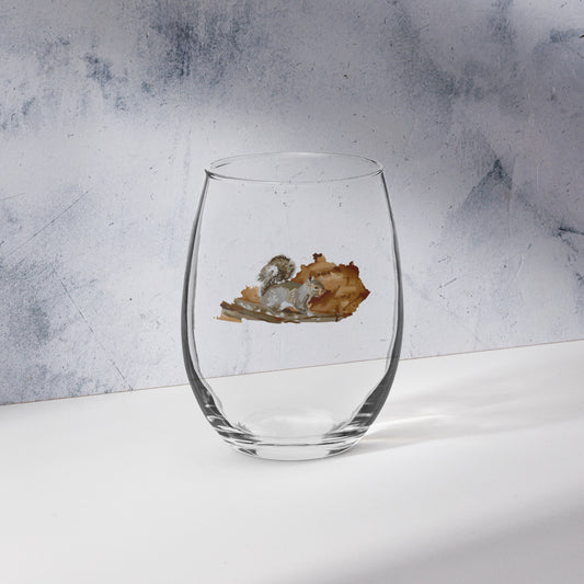 "Kansas/American Bison" - Stemless Wine Glass